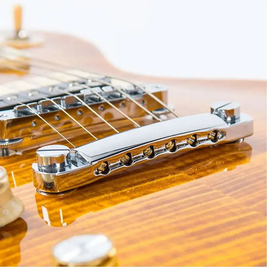 Vintage Set Electric Guitar for Left-Handers Single Cut Amber