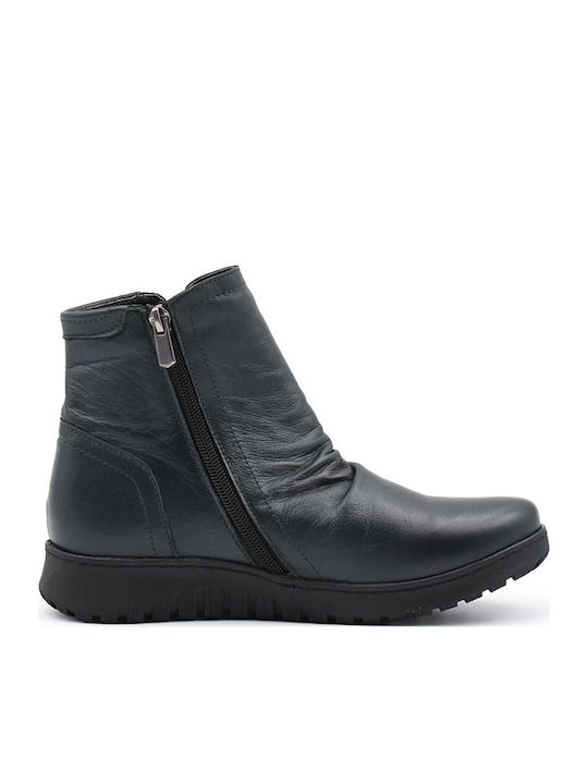 Leather Women's Ankle Boots Khaki