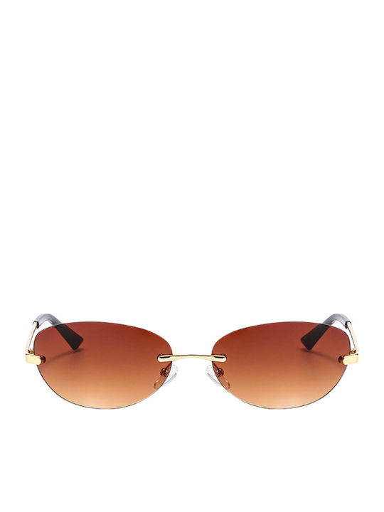 Arno Unisex Sonnenbrillen mit Gold Metallisch Rahmen und Braune Farbe Gläser