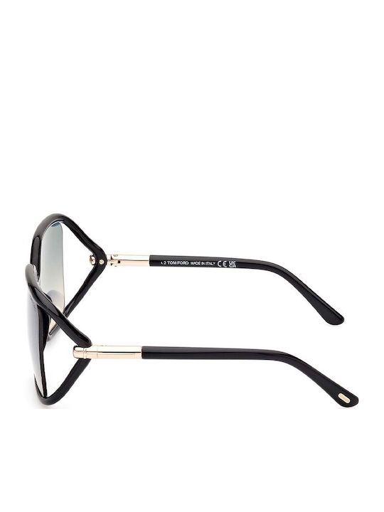 Tom Ford Women's Sunglasses with Black Plastic Frame and Blue Gradient Lens FT1089 01P