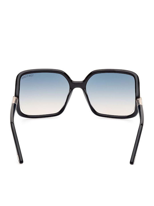 Tom Ford Women's Sunglasses with Black Plastic Frame and Blue Gradient Lens FT1089 01P