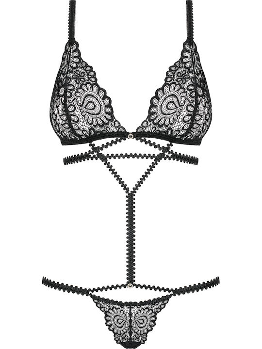 Obsessive Mixty Sexy Κορμάκι με Δαντέλα Black