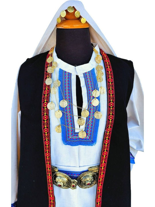 Traditional Kids Costume Souliotissa with Porphyra with Scarf with 2 Rows Necklace