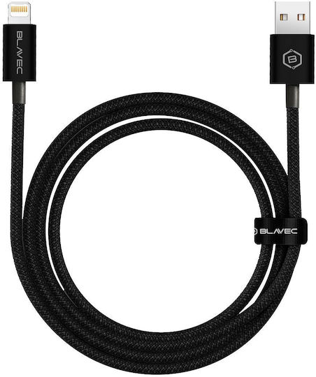 Blavec Braided USB-A to Lightning Cable Μαύρο 3m