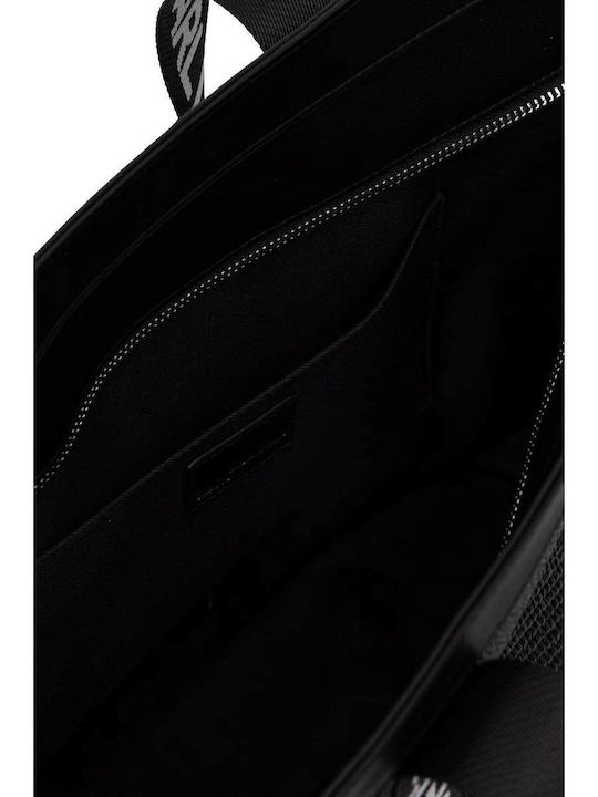 Box Logo Ψάθινη Γυναικεία Τσάντα Shopper Ώμου Μπεζ