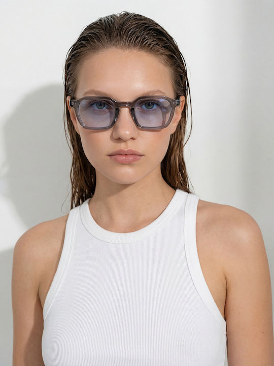 Red Raven Harper Unisex Sunglasses with Gray Frame and Transparent Lens