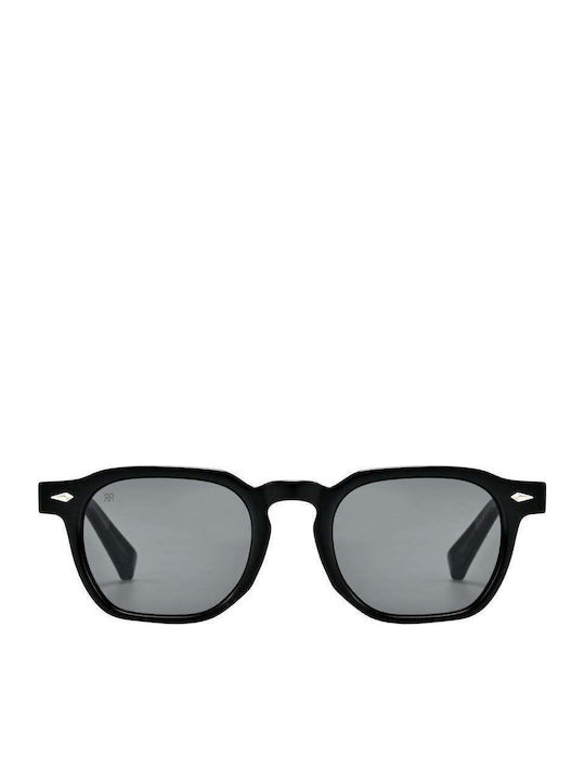 Red Raven Luca Unisex Sunglasses with Black Horn-Rimmed Frame and Black Lenses