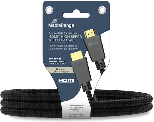 MediaRange HDMI 2.0 Premium High Speed 4K 60Hz HDR Cable HDMI male - HDMI male 1m Μαύρο