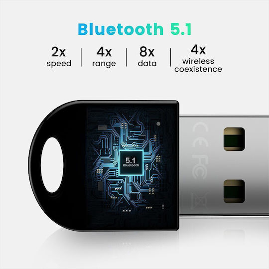 USB Bluetooth 5.1 Adapter με Εμβέλεια 20m (ADA000386)