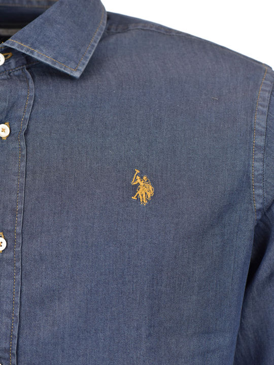 Langärmeliges Hemd in schmaler Passform Blue Nero