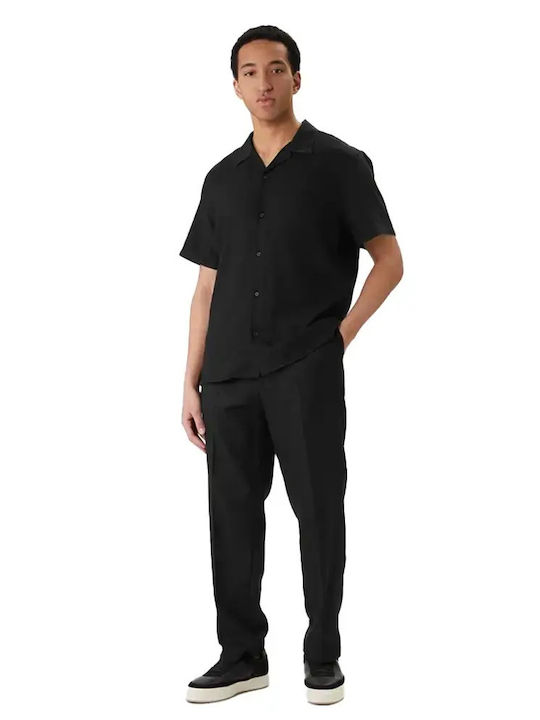 Short Sleeve Linen Shirt Black