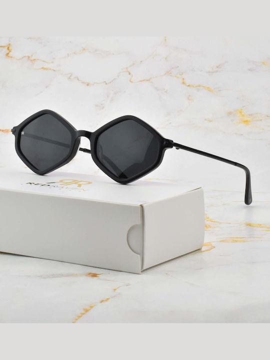 Red Raven Tokyo Unisex Sunglasses with Black Horn-Rimmed Frame and Black Polarized Lens rd-000080-BLACK-55339387486542