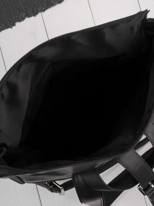 Roll Top Leder Vintage Laptoptasche Urban Schwarz Unisex Ay-32-bl