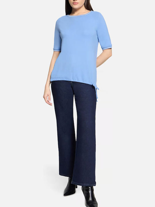 Women's Short Sleeve Blouse Light Blue