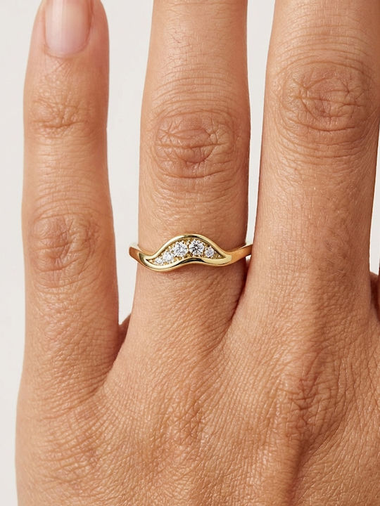 Damentagring mit Zirkon aus 9K Gold