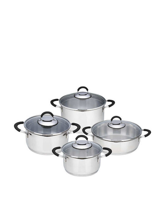SteweHome Töpfe Set Aus Edelstahl Mit Silikongriffen Silber 26cm