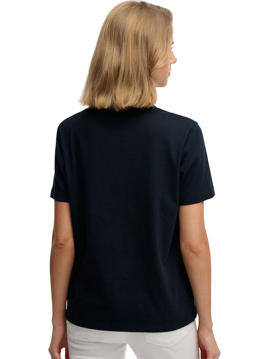 Essential Damenbluse Baumwolle Kurzärmelig Eclipse Marineblau