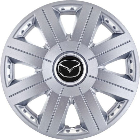 Set of 4 Car Hubcaps 14" Gray with Mazda Brand Logo