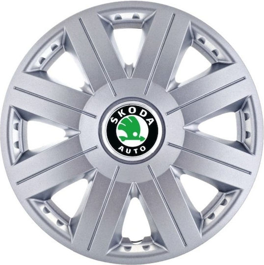 Set Capace De Roți Auto 14" Compatibilitate Skoda 4 Bucăți Gri