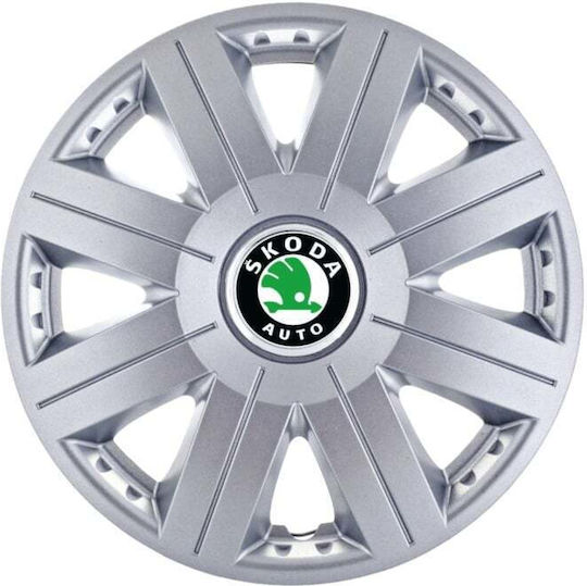 Set Capace De Roți Auto 14" Compatibilitate Skoda 4 Bucăți Gri