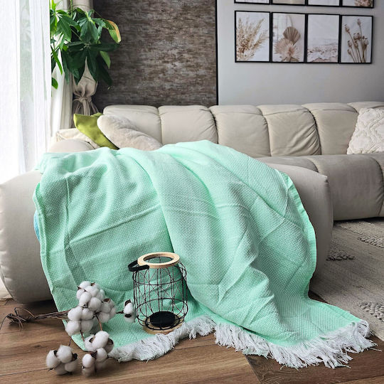 Kotonia Home Cuvertură Pat Dublu Bumbac Verde Kiwi 220x240cm