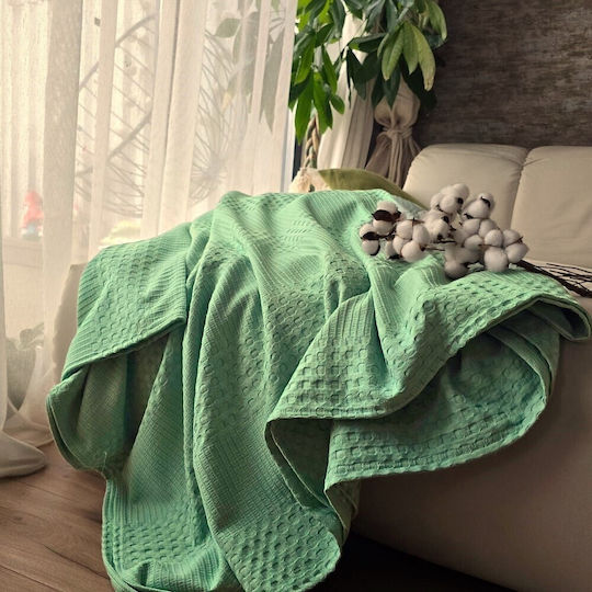 Kotonia Home Cuvertură Pat Dublu Bumbac Verde Fistic 220x240cm