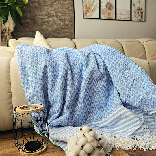 Kotonia Home Tagesdecken Super-King Hellblau 220x240cm Kotonia Home Tagesdecken Super-King Hellblau 220x240cm