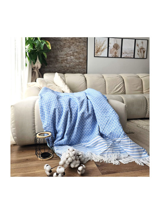 Kotonia Home Κουβερλί Υπέρδιπλο Βαμβακερό Blue 220x240cm