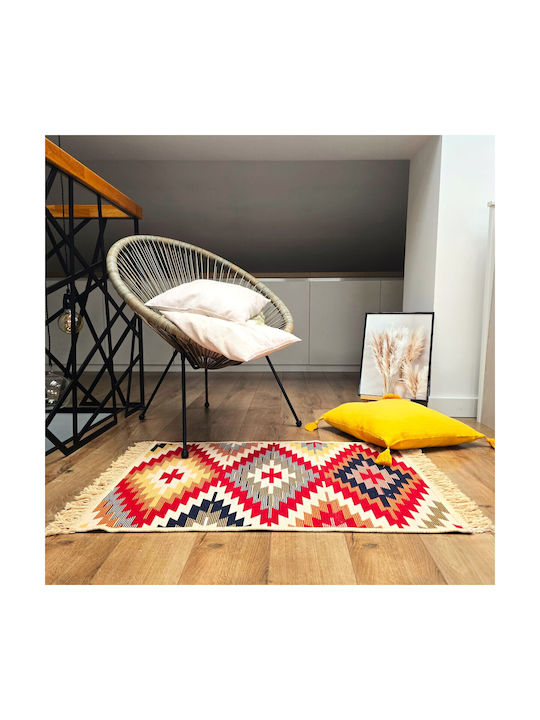 Kotonia Home Rectangular Cotton Multicolour Rug 100x300cm