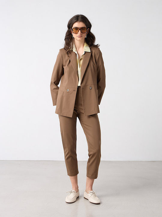 Women's Trousers with Rubber Band Brown