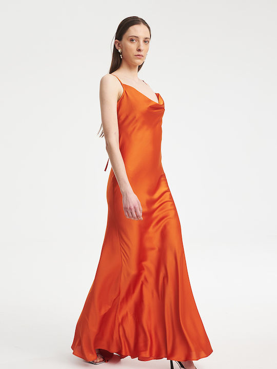 Καλοκαιρινό Maxi Βραδινό Φόρεμα Orange