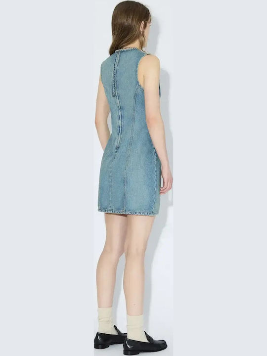 Sommer Mini Damenkleid Denim Blau