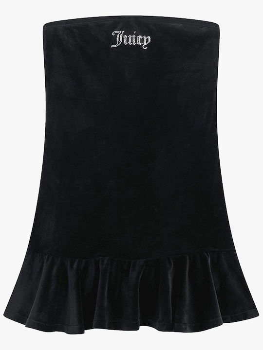 Summer Mini Evening Strapless Velvet Black Dress