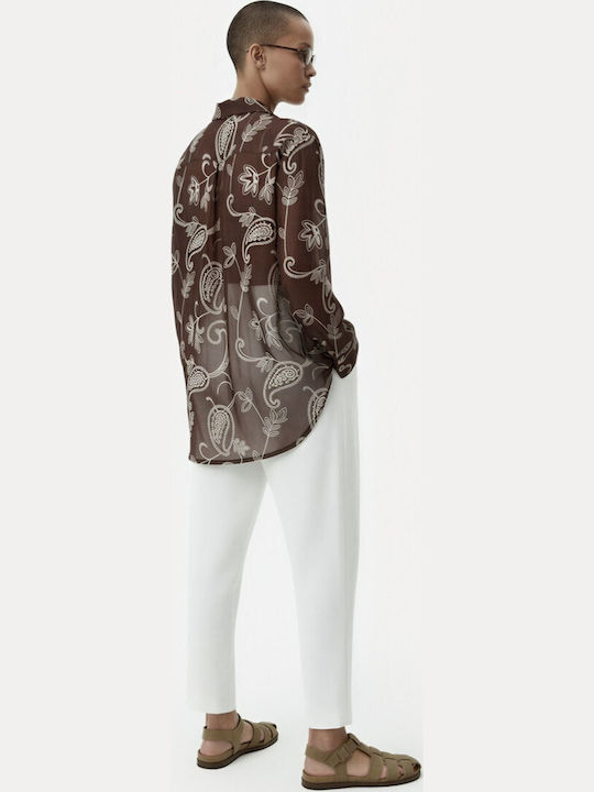 Long Sleeve Women's Shirt Brown 57-02-008B-4