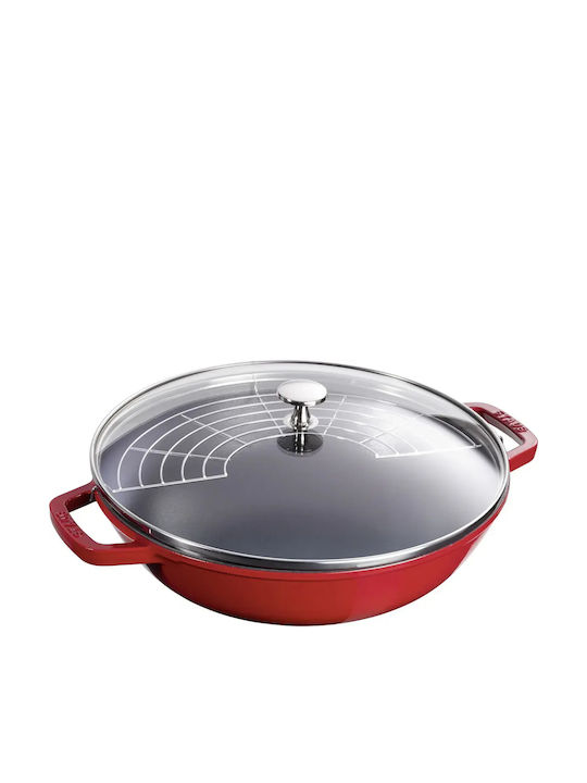 Staub Cast Gusseisen Pfanne mit Deckel mit Emaille Innenbeschichtung 30cm