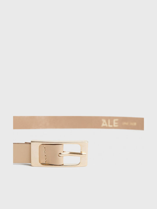 Leather Women's Belt Beige
