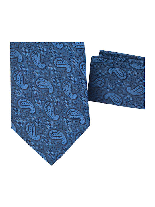 Messaggero Set of Men's Silk Printed Ties in Blue Color