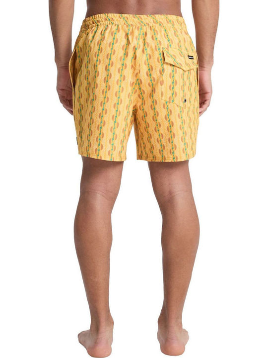 Stretch Men's Swim Shorts Yellow with Patterns
