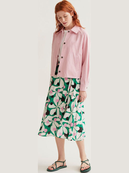 High Waist Midi Skirt Green