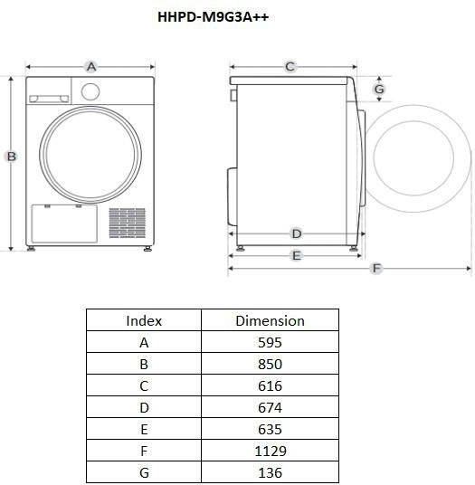 Heinner HHPD-M9G3A++ Tumble Dryer 9kg with Heat Pump