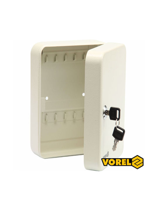 Vorel Wand-Schlüsselbox Metallisch Beige 15 Haken Mit Schloss