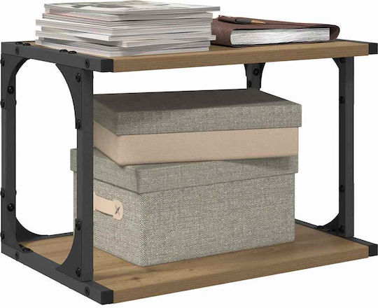 Vidaxl Two-Tier Industrial Printer Stand Mechanical Wood Lockable Wheels Matte Finish 882990