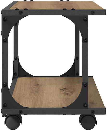 Vidaxl Two-Tier Industrial Printer Stand Mechanical Wood Lockable Wheels Matte Finish 882990