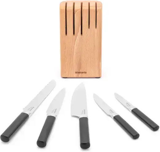 Brabantia Profile Messerset mit Sockel aus Edelstahl 16 cm 6 Stück