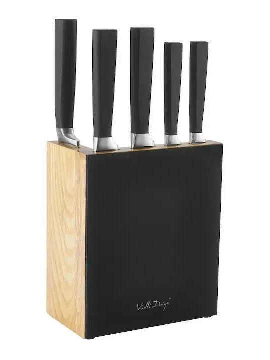 Vialli Design Fino Knife Set with Base Stainless Steel 5 Pieces