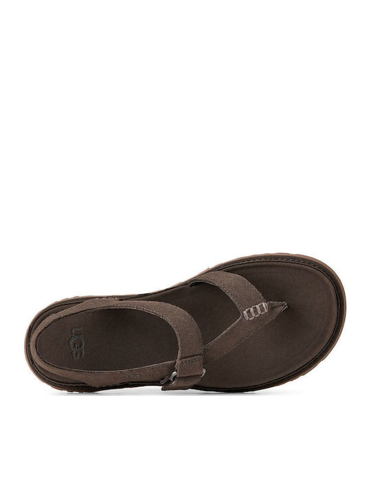 Leather Women's Flat Sandals Brown