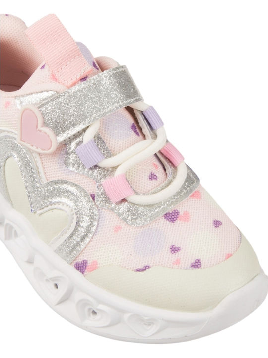 Παιδικά Sneakers με Φωτάκια Ασημί