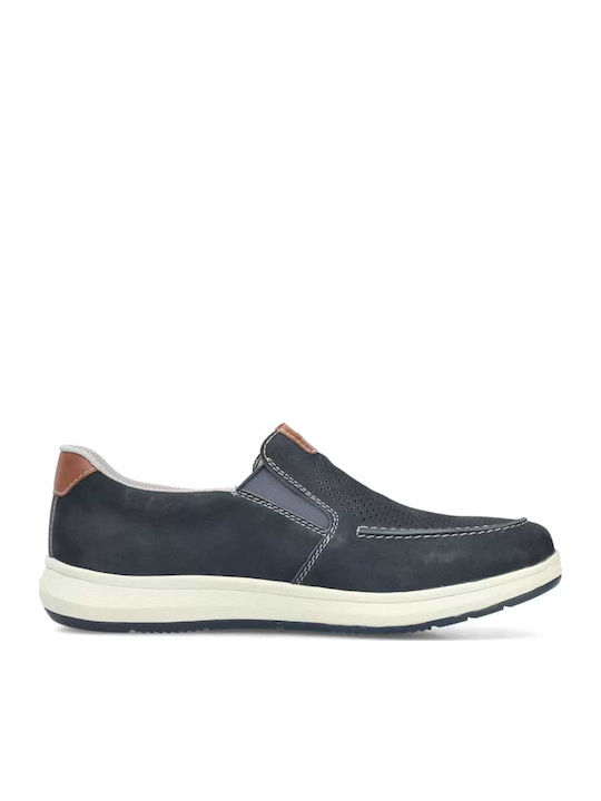 Mocasini Bărbați Din Piele În Culoare Albastră