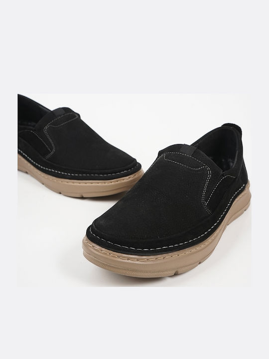 Leather Men's Moccasins In Black Colour