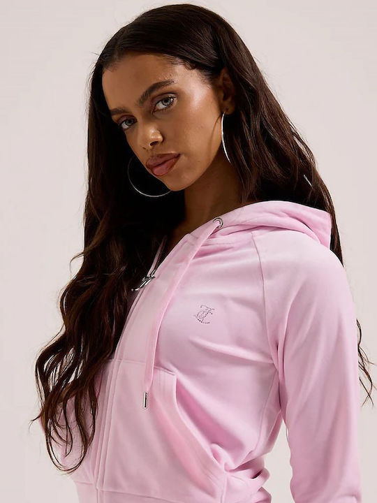 Women's Velvet Hoodie Sweatshirt Jacket Cherry Blossom